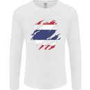 Torn Thailand Flag Thai Day Football Mens Long Sleeve T-Shirt White