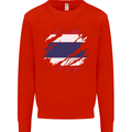 Torn Thailand Flag Thai Day Football Mens Sweatshirt Jumper Bright Red