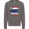 Torn Thailand Flag Thai Day Football Mens Sweatshirt Jumper Charcoal