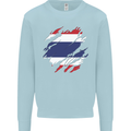 Torn Thailand Flag Thai Day Football Mens Sweatshirt Jumper Light Blue