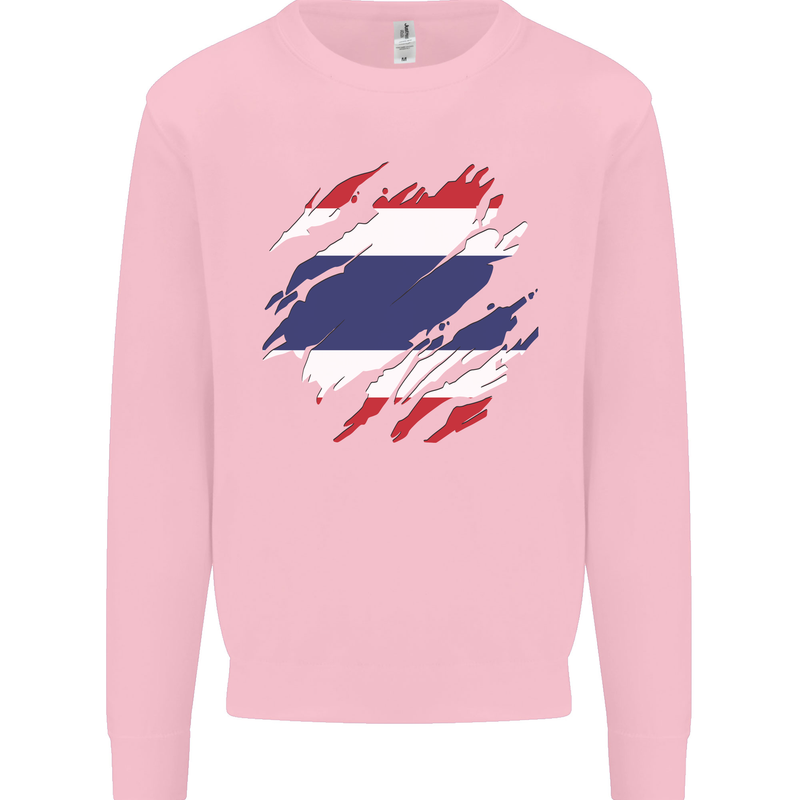 Torn Thailand Flag Thai Day Football Mens Sweatshirt Jumper Light Pink