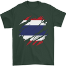 Torn Thailand Flag Thai Day Football Mens T-Shirt 100% Cotton Forest Green
