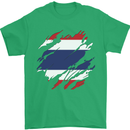 Torn Thailand Flag Thai Day Football Mens T-Shirt 100% Cotton Irish Green