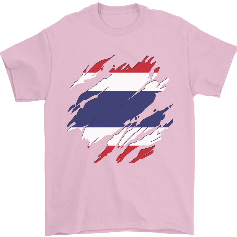 Torn Thailand Flag Thai Day Football Mens T-Shirt 100% Cotton Light Pink
