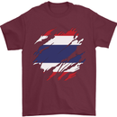 Torn Thailand Flag Thai Day Football Mens T-Shirt 100% Cotton Maroon