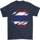 Torn Thailand Flag Thai Day Football Mens T-Shirt 100% Cotton Navy Blue