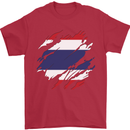 Torn Thailand Flag Thai Day Football Mens T-Shirt 100% Cotton Red