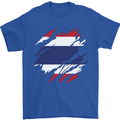 Torn Thailand Flag Thai Day Football Mens T-Shirt 100% Cotton Royal Blue