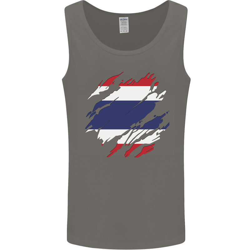 Torn Thailand Flag Thai Day Football Mens Vest Tank Top Charcoal