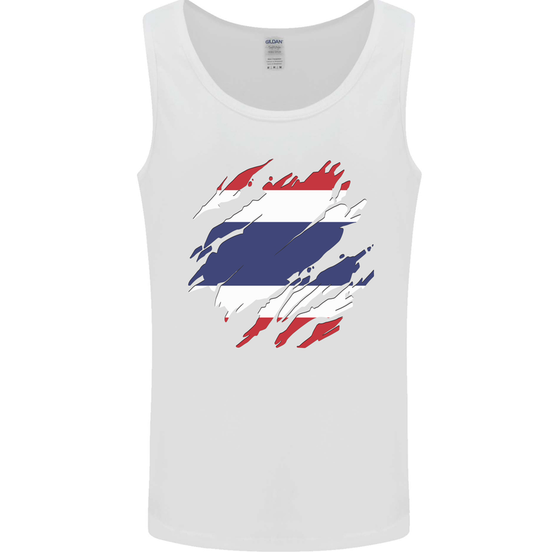 Torn Thailand Flag Thai Day Football Mens Vest Tank Top White
