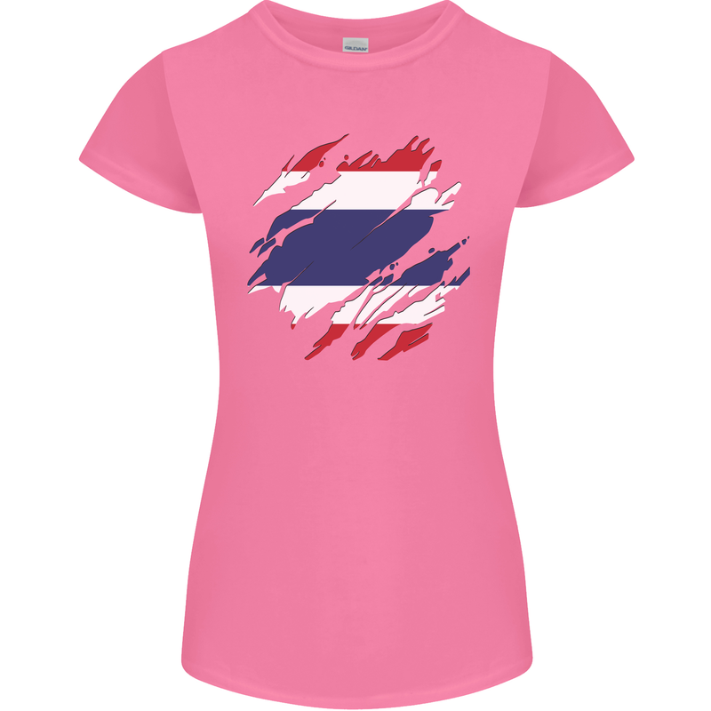 Torn Thailand Flag Thai Day Football Womens Petite Cut T-Shirt Azalea