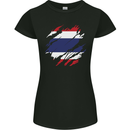 Torn Thailand Flag Thai Day Football Womens Petite Cut T-Shirt Black