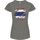 Torn Thailand Flag Thai Day Football Womens Petite Cut T-Shirt Charcoal