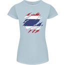 Torn Thailand Flag Thai Day Football Womens Petite Cut T-Shirt Light Blue
