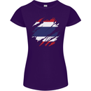 Torn Thailand Flag Thai Day Football Womens Petite Cut T-Shirt Purple
