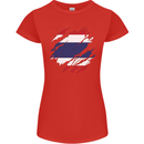 Torn Thailand Flag Thai Day Football Womens Petite Cut T-Shirt Red
