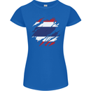 Torn Thailand Flag Thai Day Football Womens Petite Cut T-Shirt Royal Blue