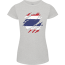 Torn Thailand Flag Thai Day Football Womens Petite Cut T-Shirt Sports Grey