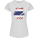 Torn Thailand Flag Thai Day Football Womens Petite Cut T-Shirt White