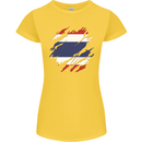 Torn Thailand Flag Thai Day Football Womens Petite Cut T-Shirt Yellow