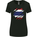 Torn Thailand Flag Thai Day Football Womens Wider Cut T-Shirt Black