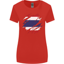 Torn Thailand Flag Thai Day Football Womens Wider Cut T-Shirt Red
