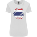 Torn Thailand Flag Thai Day Football Womens Wider Cut T-Shirt White
