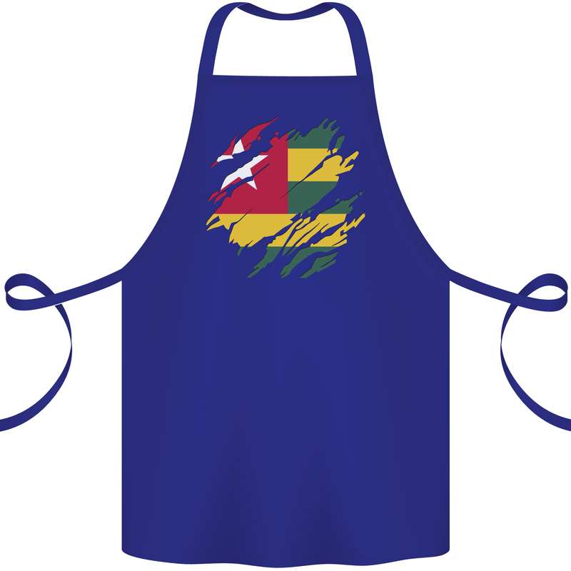 Torn Togo Flag Togolese Day Football Cotton Apron 100% Organic Royal Blue
