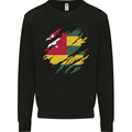 Torn Togo Flag Togolese Day Football Kids Sweatshirt Jumper Black