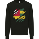 Torn Togo Flag Togolese Day Football Kids Sweatshirt Jumper Black