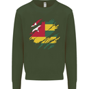 Torn Togo Flag Togolese Day Football Kids Sweatshirt Jumper Forest Green