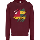 Torn Togo Flag Togolese Day Football Kids Sweatshirt Jumper Maroon
