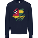 Torn Togo Flag Togolese Day Football Kids Sweatshirt Jumper Navy Blue