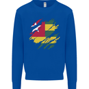 Torn Togo Flag Togolese Day Football Kids Sweatshirt Jumper Royal Blue
