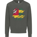 Torn Togo Flag Togolese Day Football Kids Sweatshirt Jumper Storm Grey