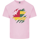 Torn Togo Flag Togolese Day Football Kids T-Shirt Childrens Light Pink