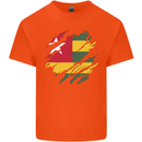 Torn Togo Flag Togolese Day Football Kids T-Shirt Childrens Orange