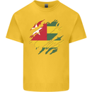 Torn Togo Flag Togolese Day Football Kids T-Shirt Childrens Yellow