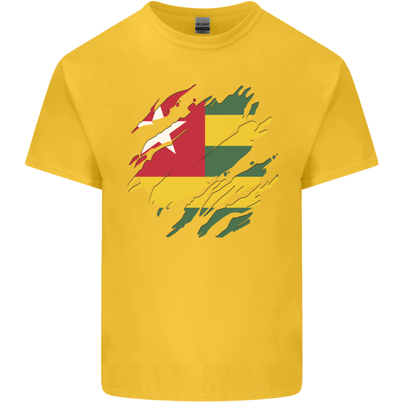 Torn Togo Flag Togolese Day Football Kids T-Shirt Childrens Yellow