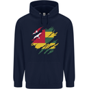 Torn Togo Flag Togolese Day Football Mens 80% Cotton Hoodie Navy Blue