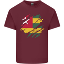 Torn Togo Flag Togolese Day Football Mens Cotton T-Shirt Tee Top Maroon