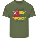 Torn Togo Flag Togolese Day Football Mens Cotton T-Shirt Tee Top Military Green