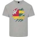 Torn Togo Flag Togolese Day Football Mens Cotton T-Shirt Tee Top Sports Grey