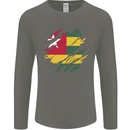Torn Togo Flag Togolese Day Football Mens Long Sleeve T-Shirt Charcoal