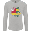 Torn Togo Flag Togolese Day Football Mens Long Sleeve T-Shirt Sports Grey