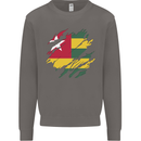 Torn Togo Flag Togolese Day Football Mens Sweatshirt Jumper Charcoal