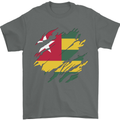 Torn Togo Flag Togolese Day Football Mens T-Shirt 100% Cotton Charcoal