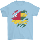 Torn Togo Flag Togolese Day Football Mens T-Shirt 100% Cotton Light Blue