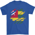 Torn Togo Flag Togolese Day Football Mens T-Shirt 100% Cotton Royal Blue