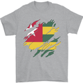Torn Togo Flag Togolese Day Football Mens T-Shirt 100% Cotton Sports Grey